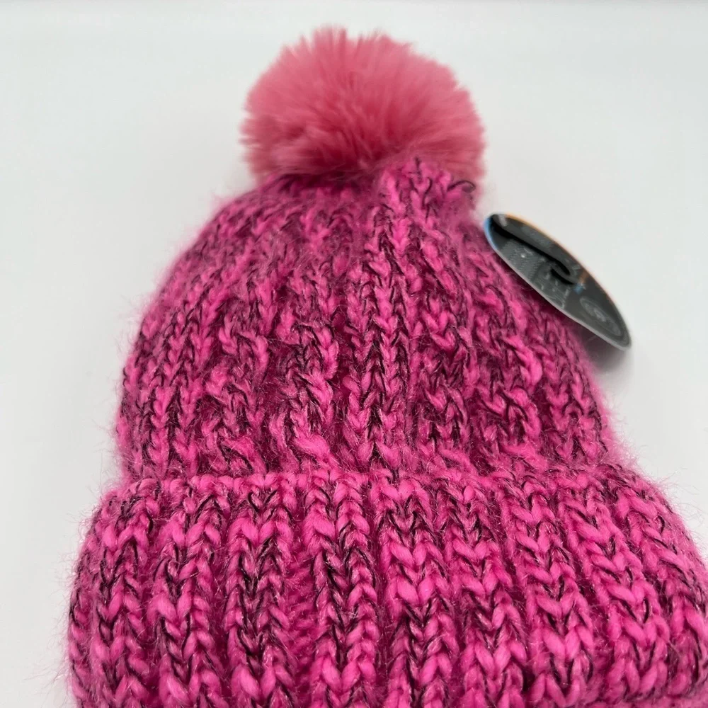 Girls Pink Winter hat with pom pom and lining